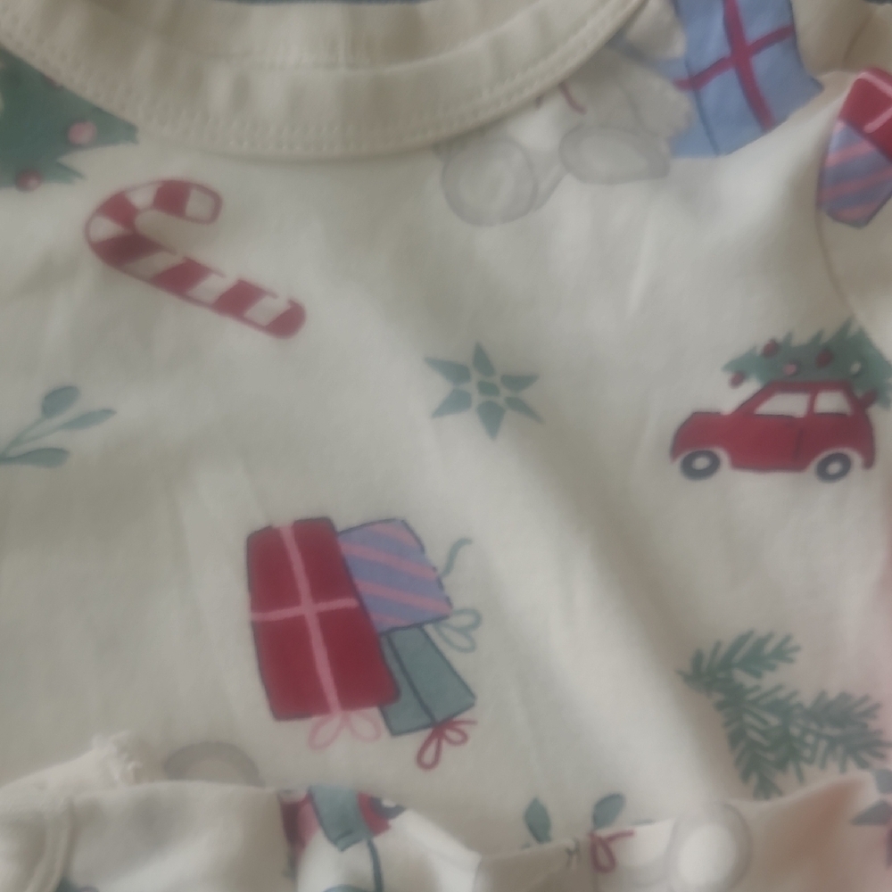 My First Christmas Little Me Red and Cream Holiday Footies Set - Picture 4 of 9
